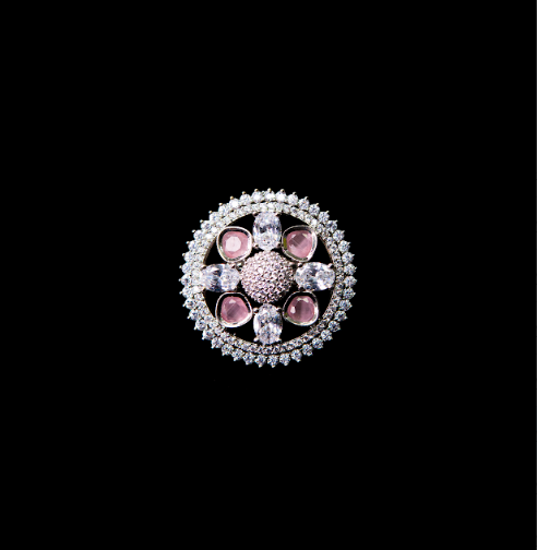 Floral Crystal Statement Ring for Women